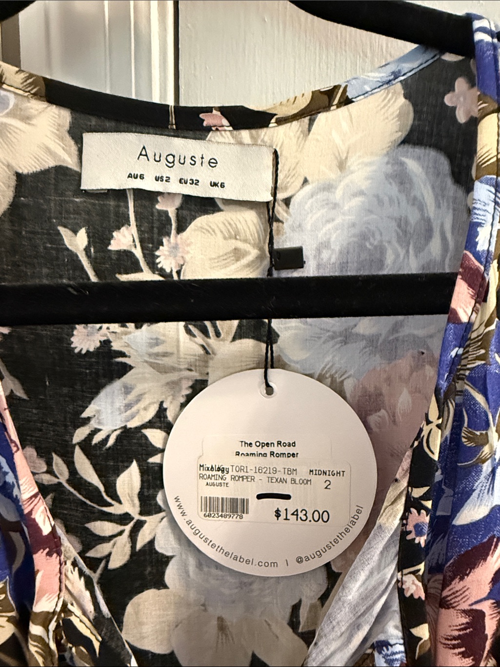 Nwt Auguste The Label Floral Open Road Roaming Romper, Tie Waist, Sz 2 — image 7 of 7